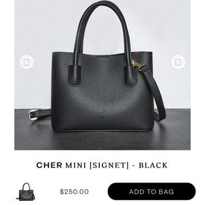 Angela roi mini cher tote and gunmetal crossbody chain